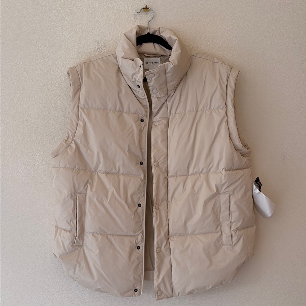 Aerie Beige Puffer Vest